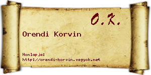Orendi Korvin névjegykártya